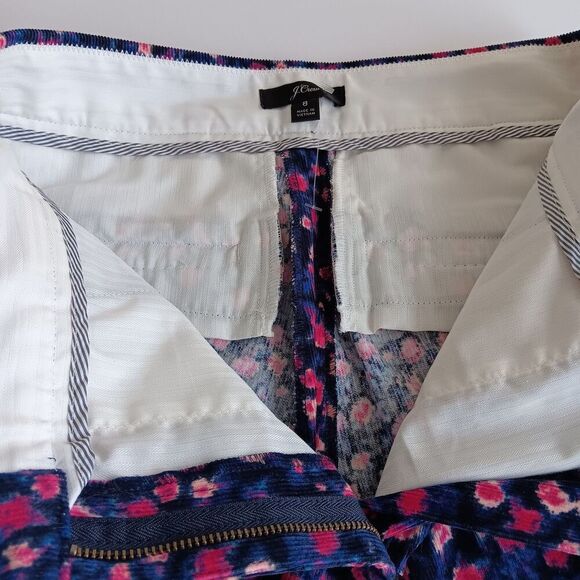 J. Crew Women's Size 8 Straight Leg Navy/Pink Floral Corduroy Trousers - Picture 12 of 12